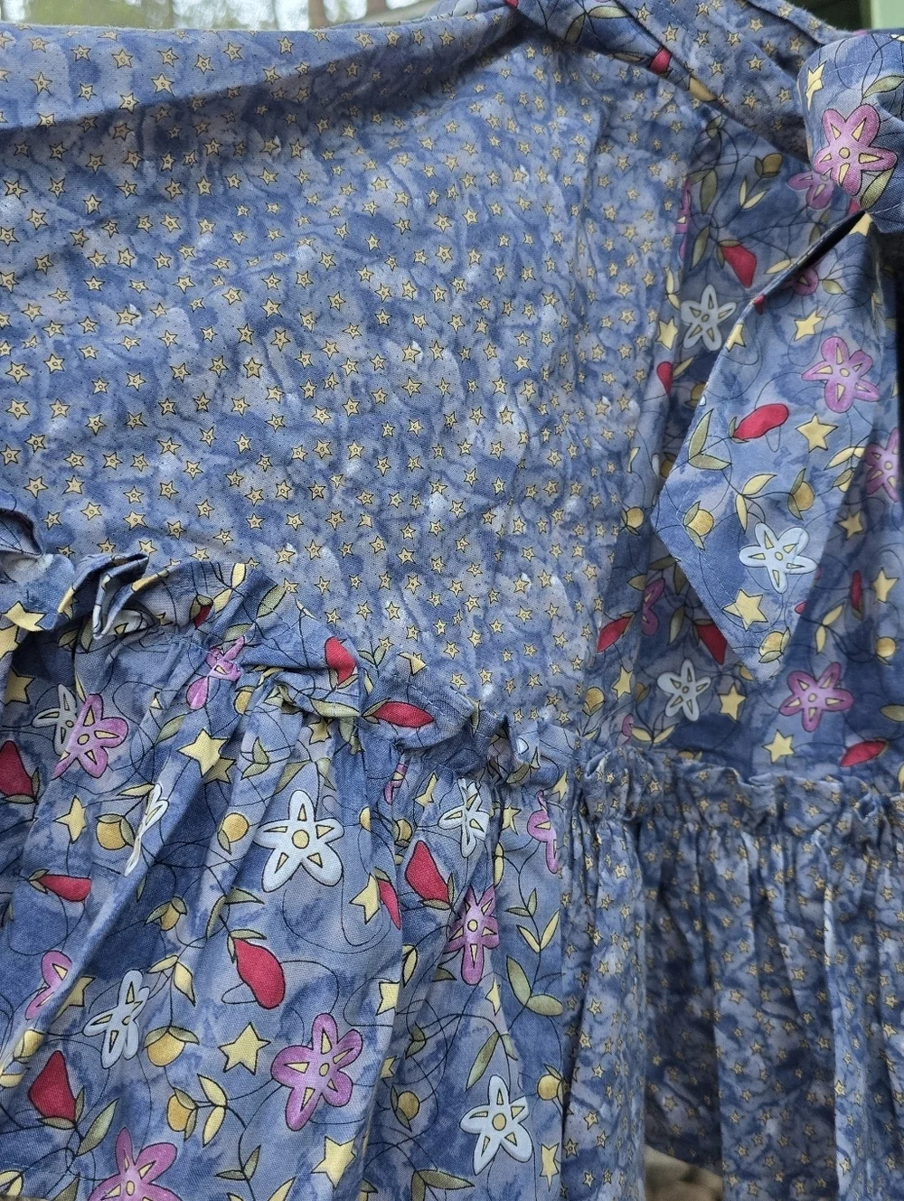 Vintage Floral Star Ruffle Mini Skirt with Matching Waist Bow